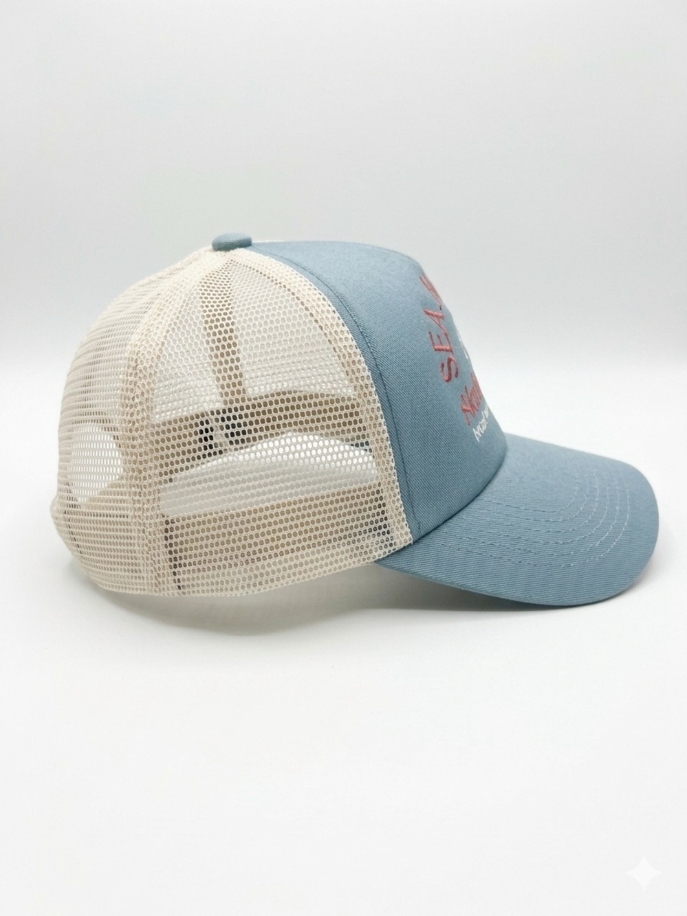 NWT Well/Worn Anthropologie Sea Harbor Speakeasy Mesh-Back Trucker Hat Aqua Blue - Picture 4 of 6